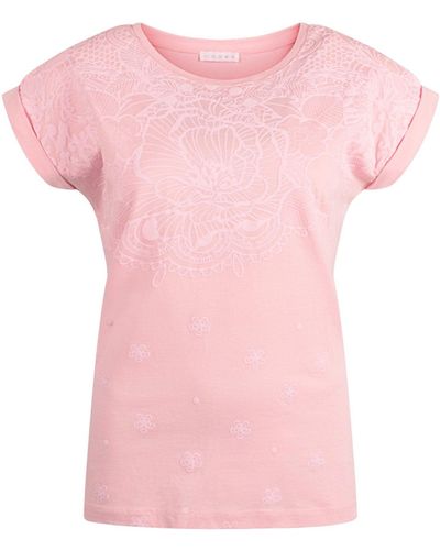 modee Kurzarmshirt Meltemi mit plastischem Blütenprint - Pink