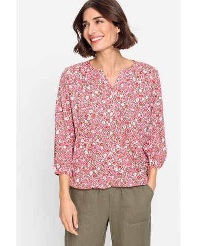 Olsen V-Shirt Mit Tunikaausschnitt - Pink
