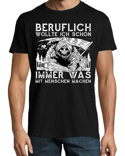 Youth Designz Print- Beruflich was Menschen machen T-Shirt mit lustigen Spruch - Schwarz