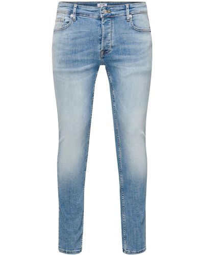 Only & Sons Slim-- Skinny Fit Jeans Basic Hose Denim Pants ONSWARP 4793 in Blau
