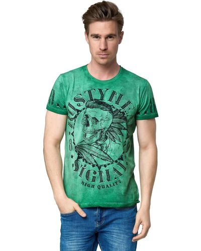 Rusty Neal T-Shirt mit stylischem Totenkopf-Print - Grün