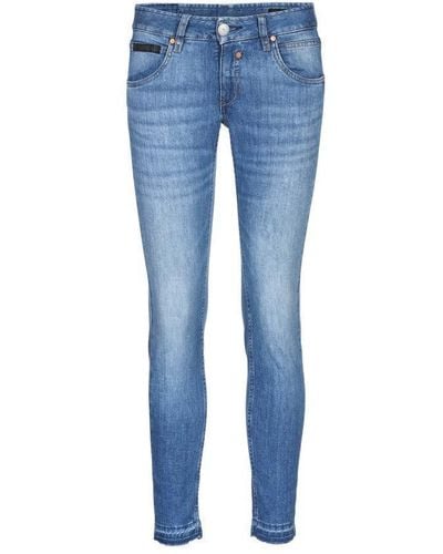 Herrlicher /-Jeans Touch 5320 Cropped mit offenem Saum, 7/8-Länge, Superlim - Blau