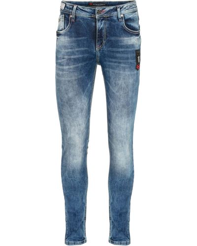 Cipo & Baxx Jeans mit modischen Kontrastnähten in Slim Fit - Blau