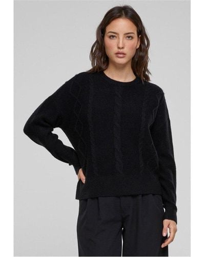 Urban Classics Rundhalspullover Ladies Cabel Knit Sweater - Schwarz