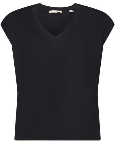 Edc By Esprit T-Shirt Ärmelloses Baumwolltop mit V-Ausschnitt (1-tlg) - Schwarz