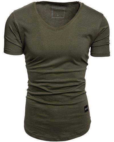 REPUBLIX T- BRANDON Oversize Basic Shirt mit V-Ausschnitt - Grün