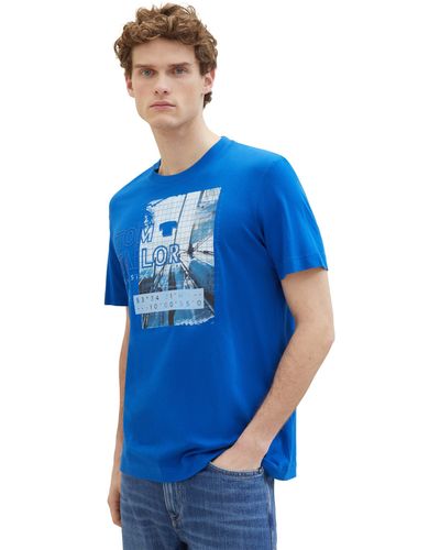 Tom Tailor Print-Shirt aus atmungsaktiver weicher Baumwolle - Blau