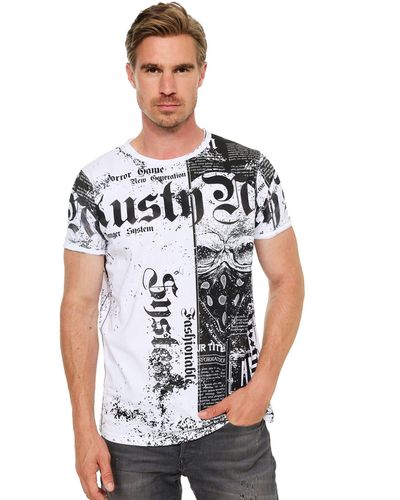 Rusty Neal T-Shirt mit Allover-Print im Used-Look - Schwarz