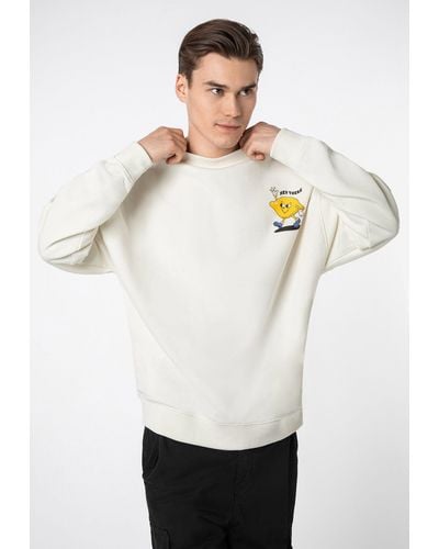Sublevel Sweatshirt Oversize mit Backprint - Weiß