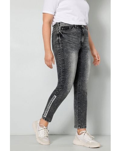MIAMODA Regular-- Jeans Slim Fit Saumprint 5-Pocket - Grau