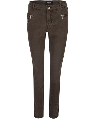ANGELS Slim-fit- Jeans Malu Zip Zierreißverschlüssen mit Label-Applikationen - Grau