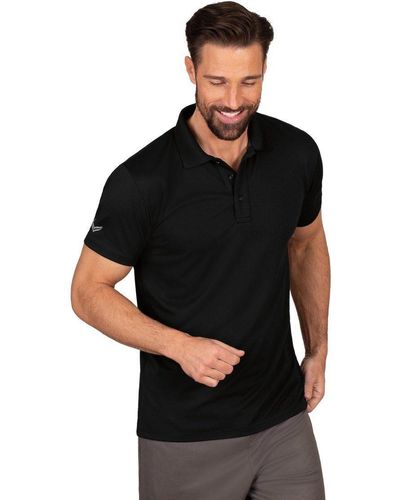 Trigema Poloshirt aus Polyester mit Knopfleiste (1-tlg) - Schwarz