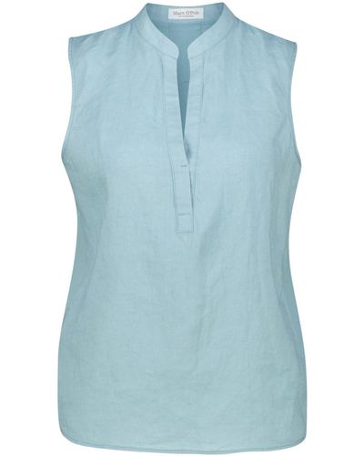 Marc O' Polo T-Shirt Blusentop aus Leinen und Baumwolle (1-tlg) - Blau