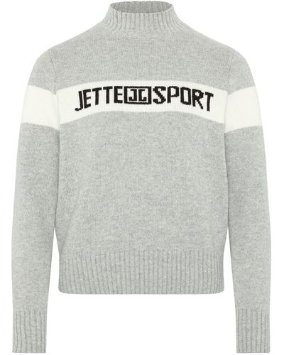 Jette Sport Strickpullover mit Logo-Schriftzug - Grau