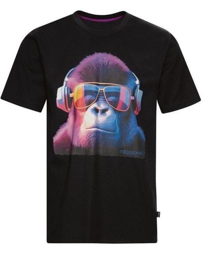 Trigema T-Shirt mit coolem Gorilla-Print (1-tlg) - Schwarz