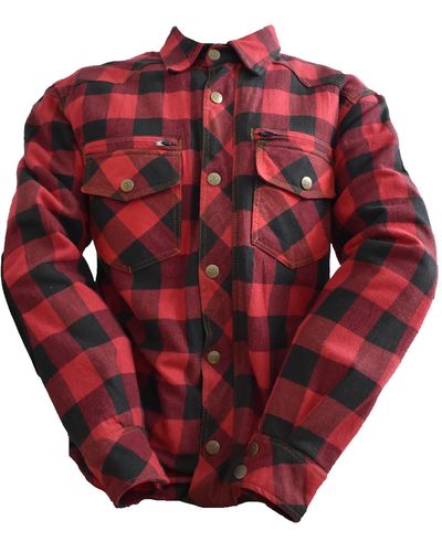 Bores Motorradjacke Lumberjack Jacken-Hemd schwarz / rot S