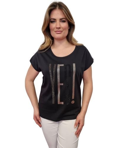Gio Milano T-Shirt mit Statement-Print "YES - Schwarz