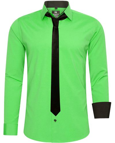 Rusty Neal Langarmhemd mit Krawatte - Grün