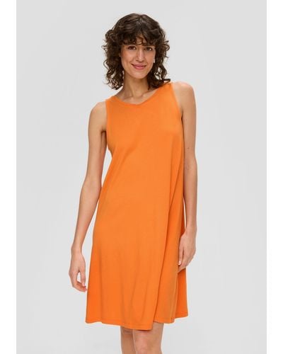 S.oliver Minikleid Relaxed-Fit-Kleid mit Bindeband am Rücken - Orange
