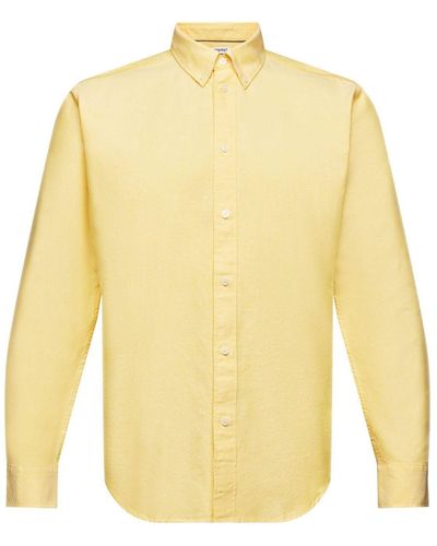 Esprit Langarmhemd Oxford-Hemd aus Baumwolle - Gelb