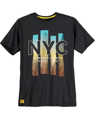 Redfield Rundhalsshirt Große Größen T-Shirt schwarz NYC Fotoprint