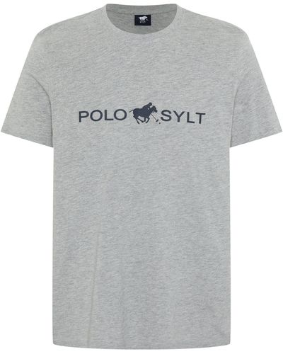 Polo Sylt Shirt mit auffälligem Logo-Print - Grau