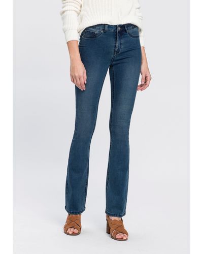 Arizona Bootcut-Jeans Ultra Stretch High Waist mit Shapingnähten - Blau