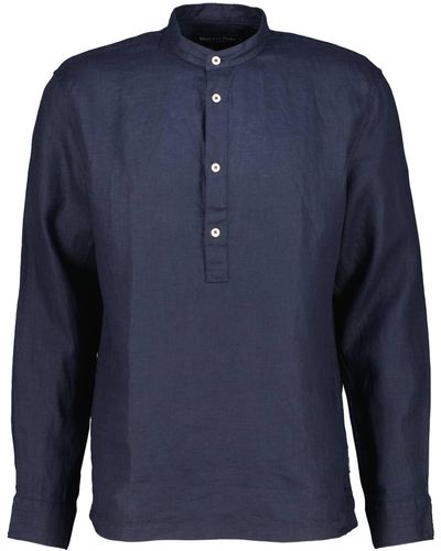 Marc O' Polo Langarmhemd Leinenhemd Regular Fit (1-tlg) - Blau