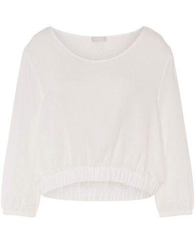 Hanro Shirtbluse Sleep & Lounge Ärmellose Bluse T-Shirt - Weiß