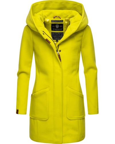 Marikoo Wintermantel Maikoo hochwertiger Mantel mit großer Kapuze - Gelb