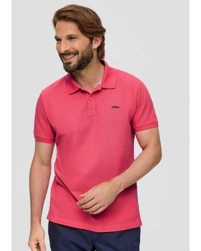 S.oliver Kurzarmshirt Poloshirt mit -Stickerei und Knopfleiste Logo - Rot