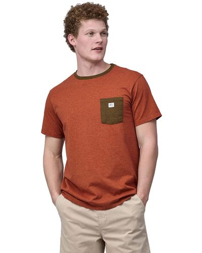 Patagonia T-Shirt Shop Sticker Pocket Responsibili-Tee - Rot