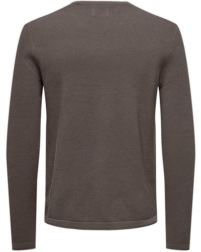 Only & Sons Sweatshirt ONSPANTER REG 12 STRUC CREW KNIT NO - Braun