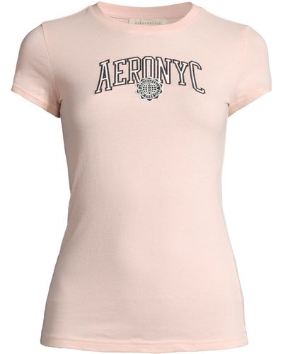 Aéropostale T-Shirt (1-tlg) Stickerei - Pink