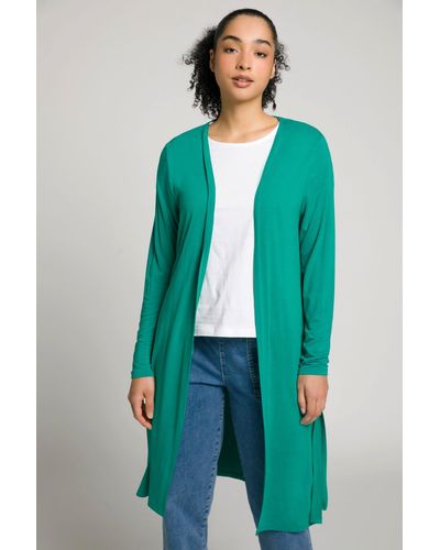 Gina Laura Cardigan Jerseyjacke offene Form lange Seitenschlitze - Grün