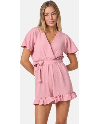 PM SELECTED SELECTED Playsuit PM-28 (Wickeloptik Jumpsuit Kurzoverall in Einheitsgröße) - Pink