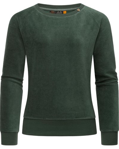 Ragwear Sweater Johanka Velvet Stylischer Pullover in Cord-Optik - Grün