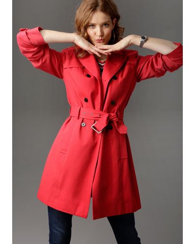 Aniston CASUAL Trenchcoat mit Gürtel zum Regulieren - Rot