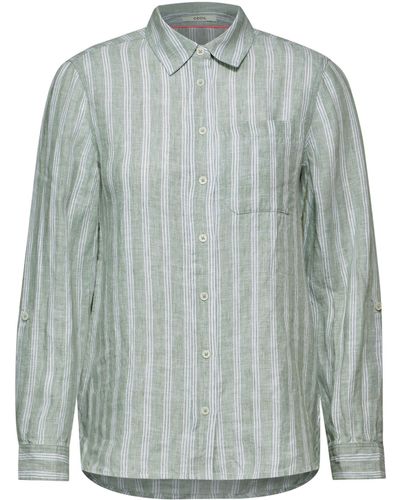 Cecil Langarmbluse LINEN_ Stripe Shirt Blouse - Grau