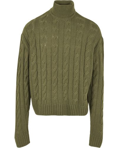 Urban Classics Rundhalspullover Boxy Roll Neck Sweater (1-tlg) - Grün