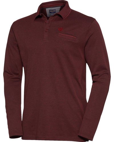 Franco Bettoni Langarm-Poloshirt kurze Seitenschlitze - Rot