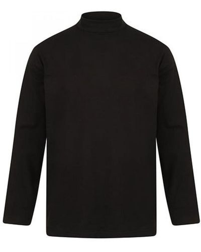 Henbury Langarmshirt Roll-Neck Long-Sleeve T-Shirt - Schwarz