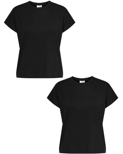 Jacqueline De Yong T- Shirt 2er-Set Rundhals Kurzarn stilvolle Bluse (-tlg) 7006 in Schwarz-2