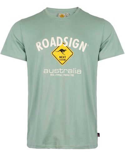 ROADSIGN australia T-Shirt Raute (, 1-tlg) mit Logo-Aufdruck und Rundhalsausschnitt, 100 % Baumwolle - Grün