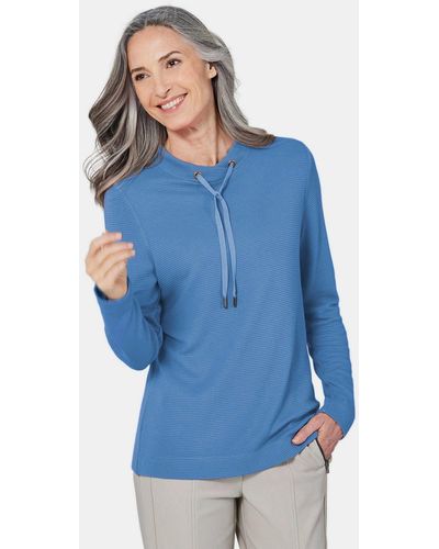 Goldner Print-Shirt Kurzgröße: Sweatshirt mit Tunnelzug - Blau