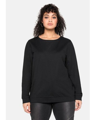Sheego Sweatshirt Große Größen mit seitlichen Reißverschlüssen - Schwarz