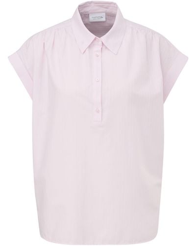 comma casual identity Blusentop Locker geschnittene Hemdbluse mit Musterstruktur Raffung, Logo - Pink