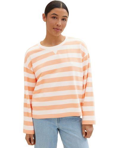 Tom Tailor Sweatshirt in Streifenoptik - Orange