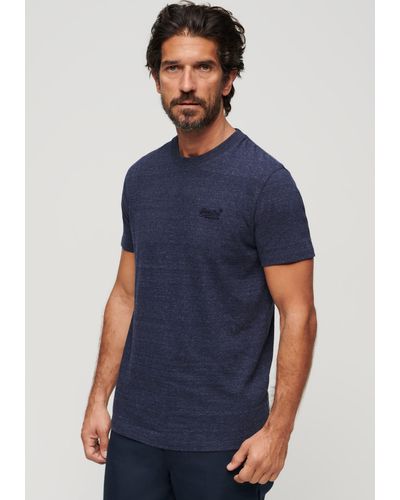 Superdry Rundhalsshirt Organic Cotton Essential Logo T-Shirt - Blau
