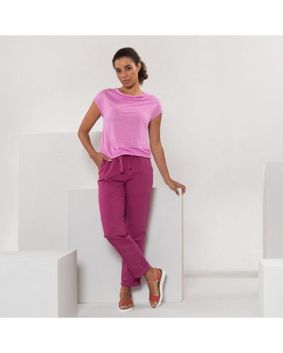 Living Crafts Jerseyhose GILL Elastischer Bund mit schicken Raffungen - Pink
